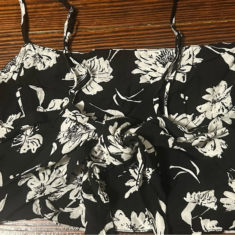 Free People / I’ve Got A Feeling Black White Floral Skirt and Top Set Small